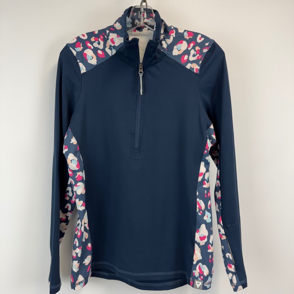 LIV Integrity Earth Leopard‎ 1/4 Zip Pullover Medium